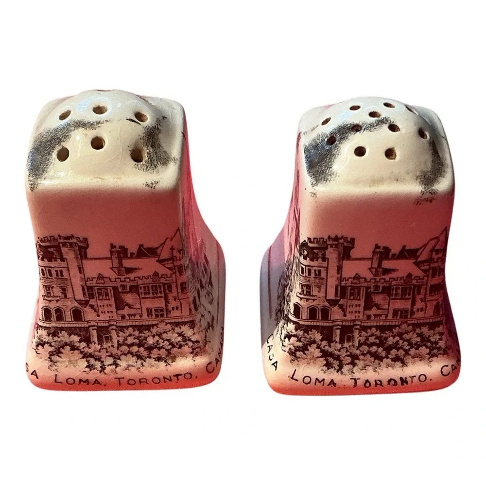 “Casa Loma Toronto Canada” Made England salt pepper shaker set porcelain vintage